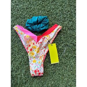 ONEONE Swimwear Floral Bikini Bottoms Cheeky V Cut Colorful XS